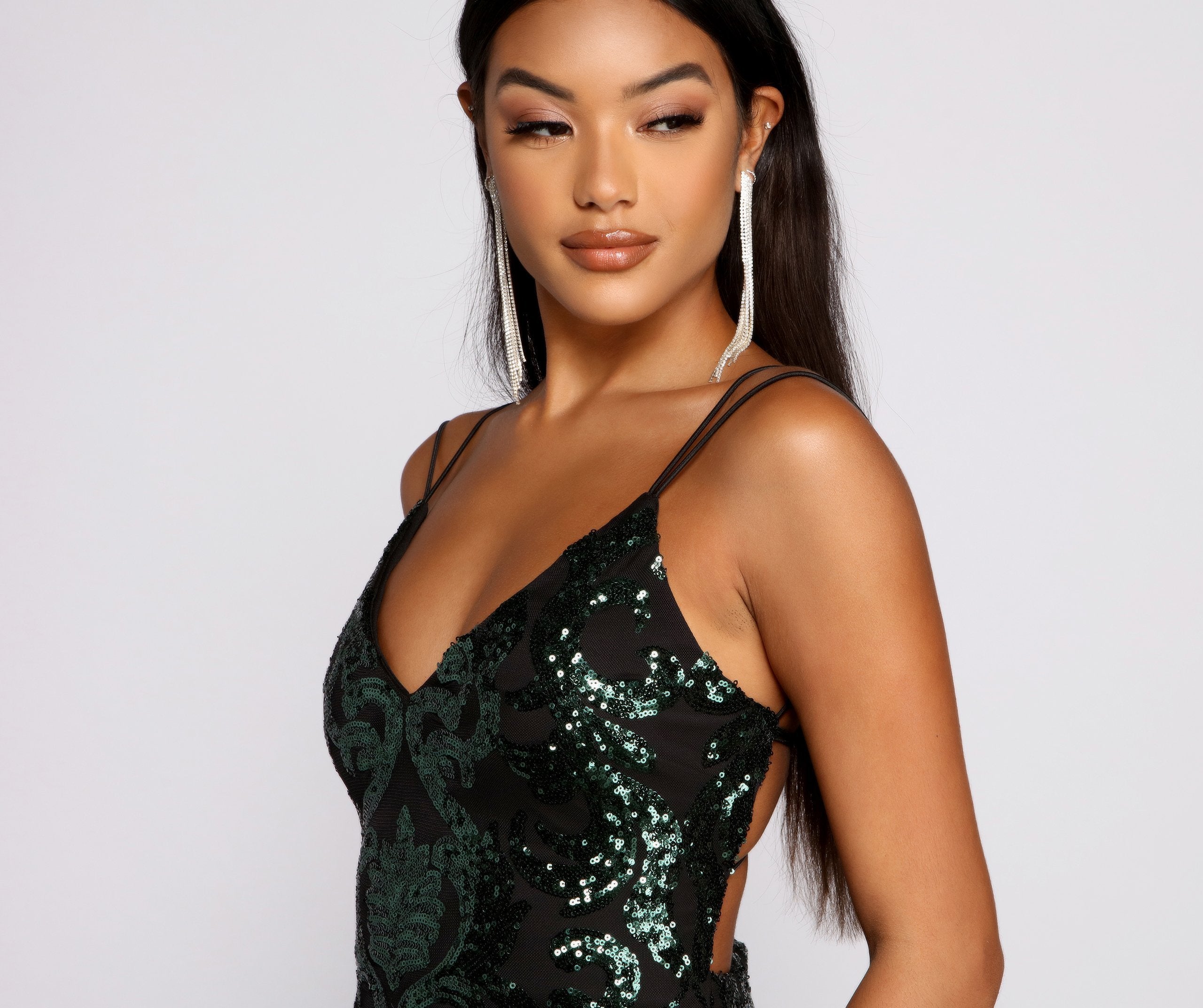 Karina Formal Sequin Cross Back Mini ...